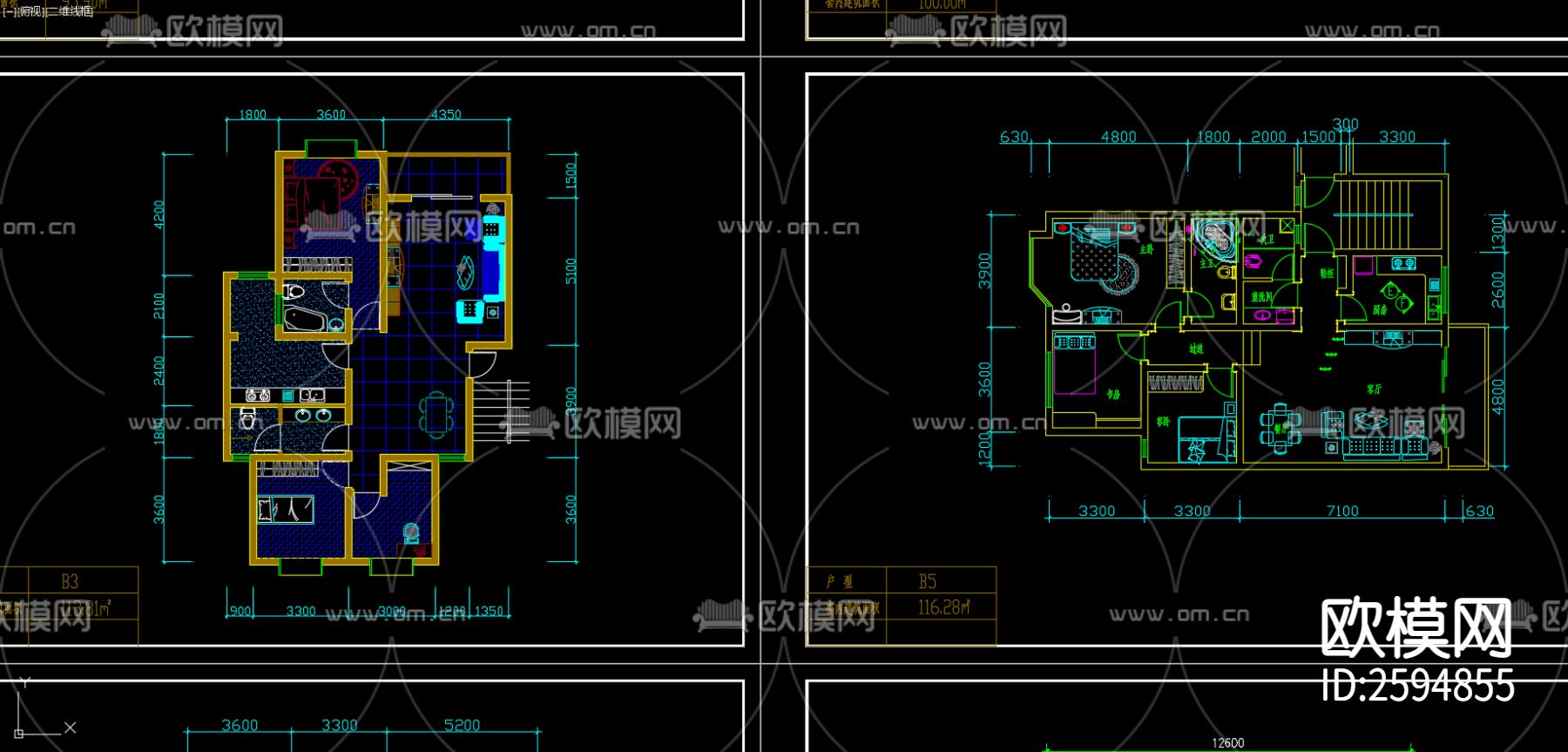 住宅CAD施工图下载（渲染图4）