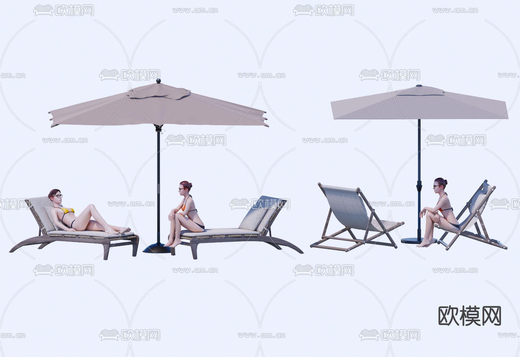 泳池沙滩躺椅 su模型下载（渲染图1）