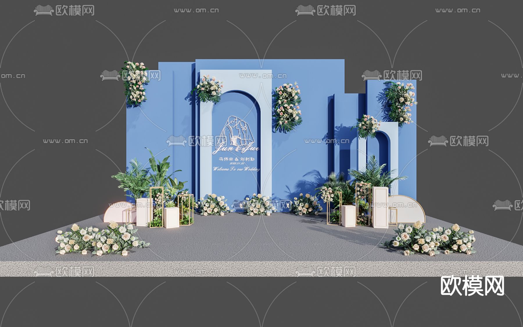 现代婚庆美陈3d模型下载