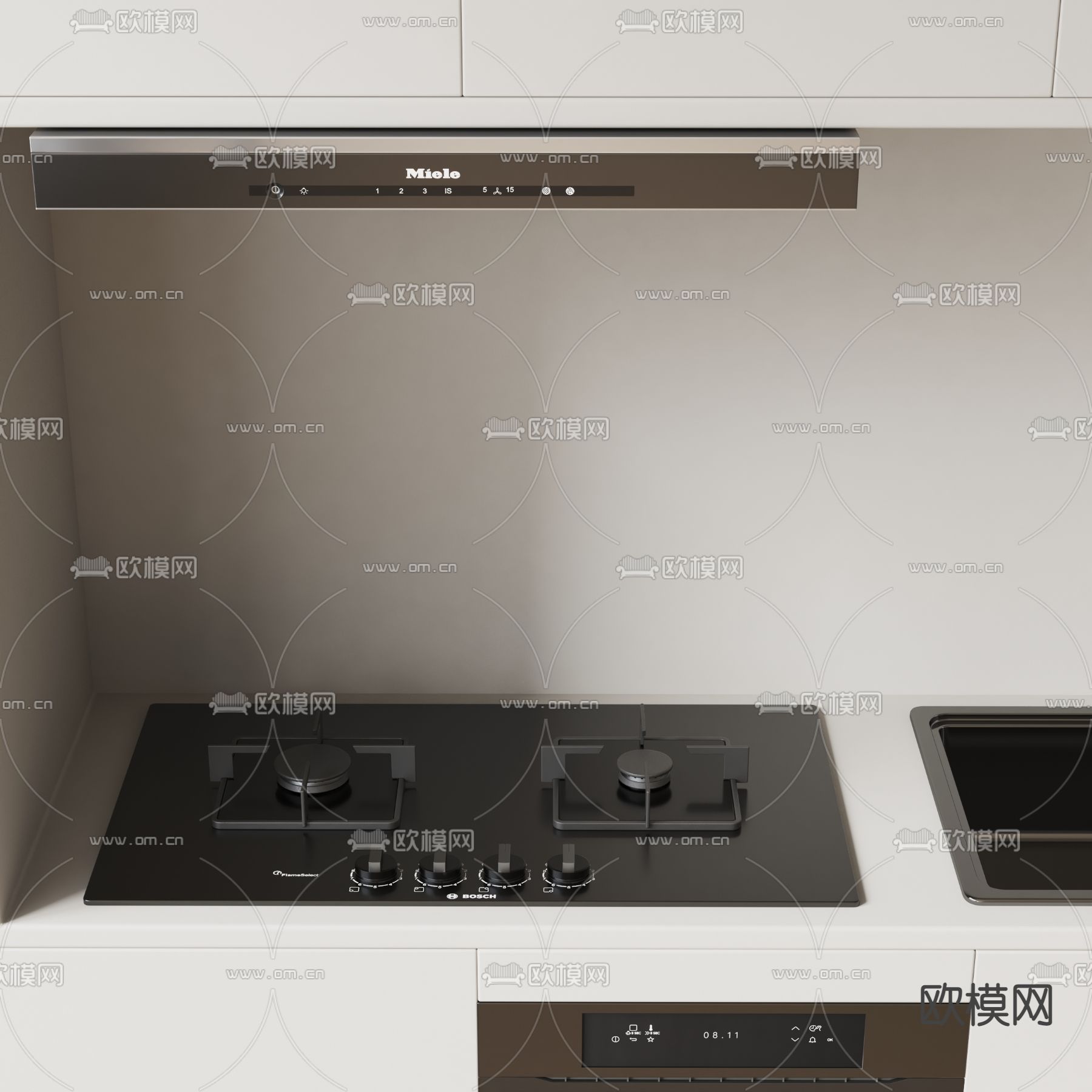 燃气灶 炉灶 抽油烟机3d模型下载