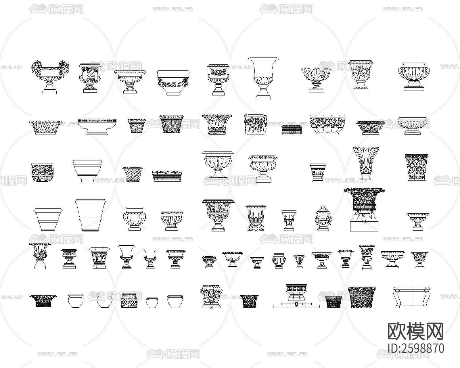 花盆cad图块下载（渲染图1）