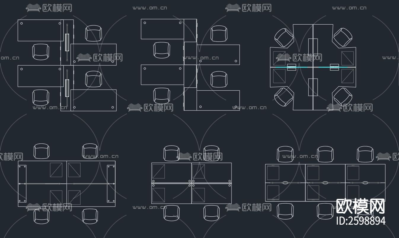 办公桌cad图块下载（渲染图2）
