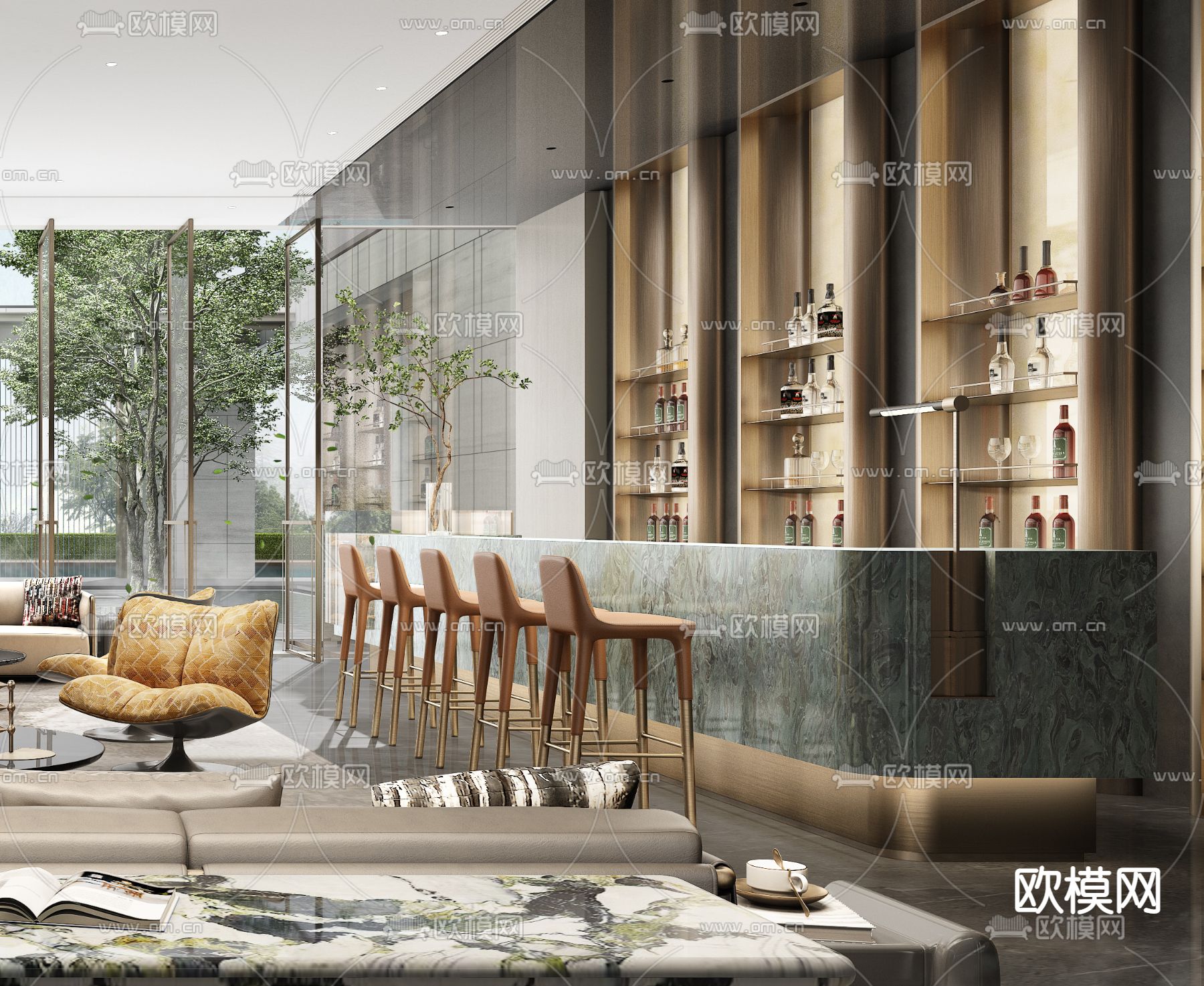 售楼处 洽谈区 休息区3d模型下载（渲染图3）