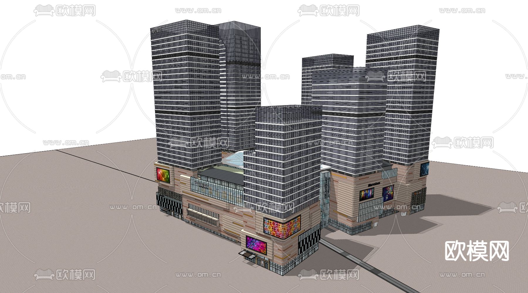 商业综合体 鸟瞰su模型下载（渲染图8）