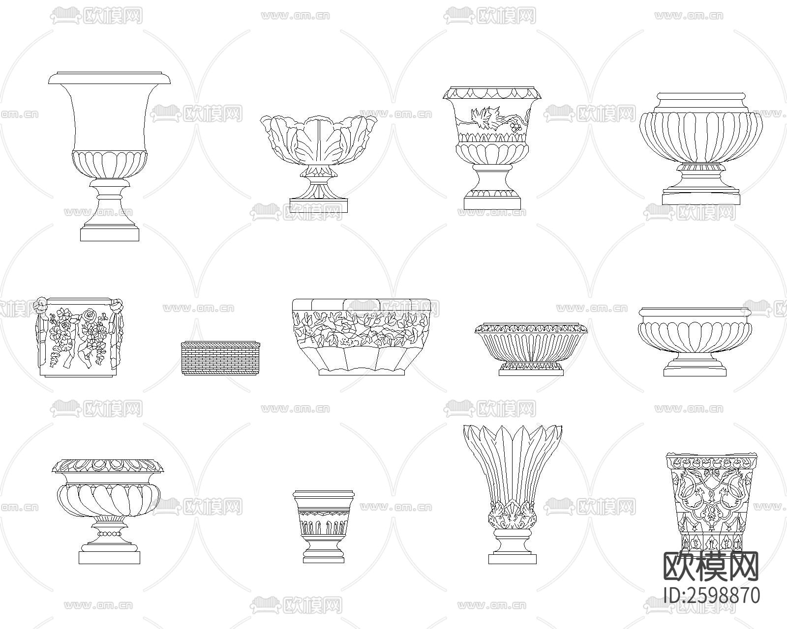 花盆cad图块下载（渲染图5）