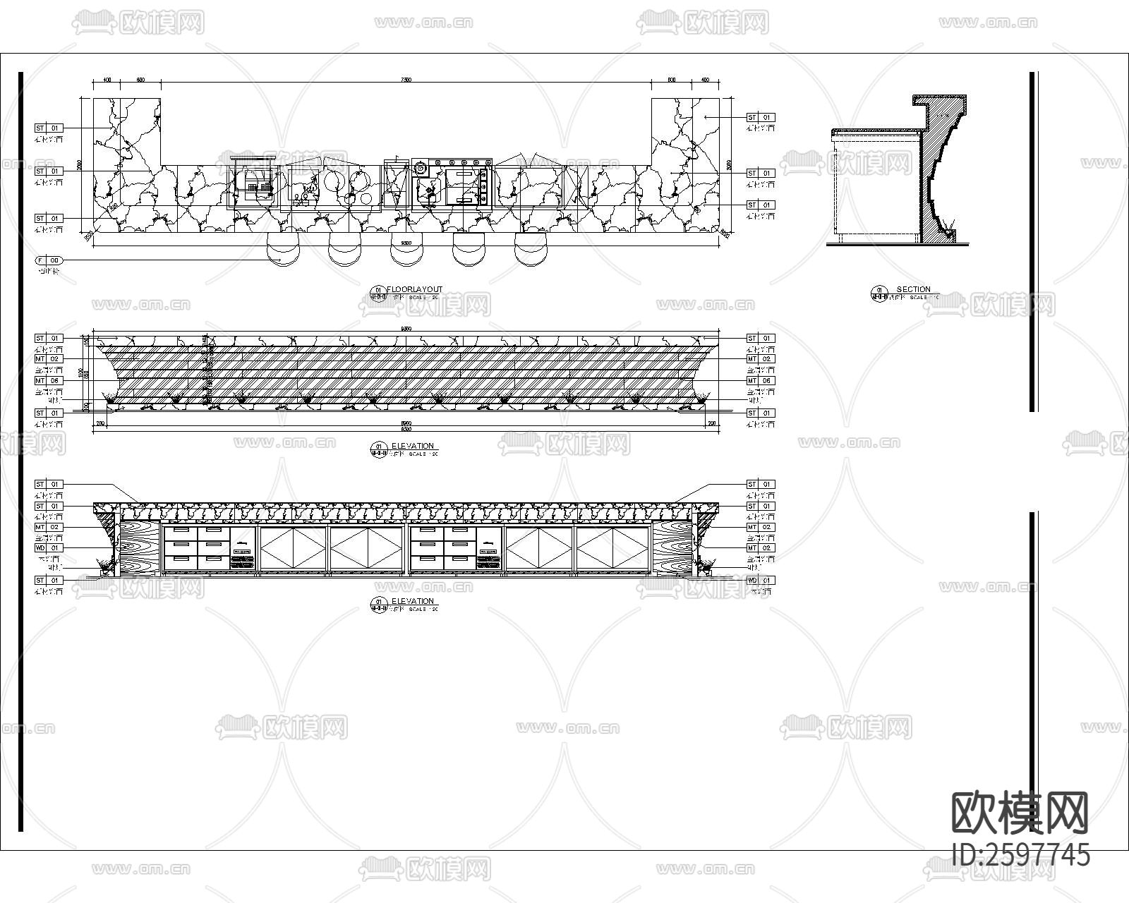 酒店大堂服务台节点大样下载