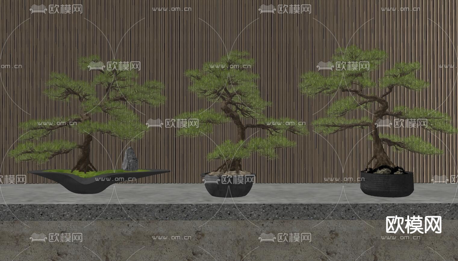 新中式盆景su模型