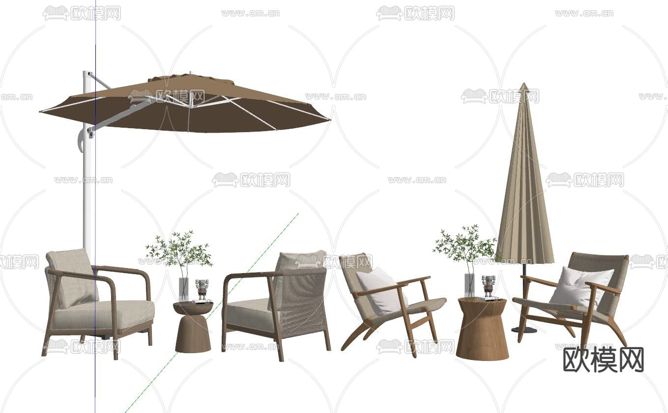 现代户外椅 休闲椅su模型下载（渲染图2）