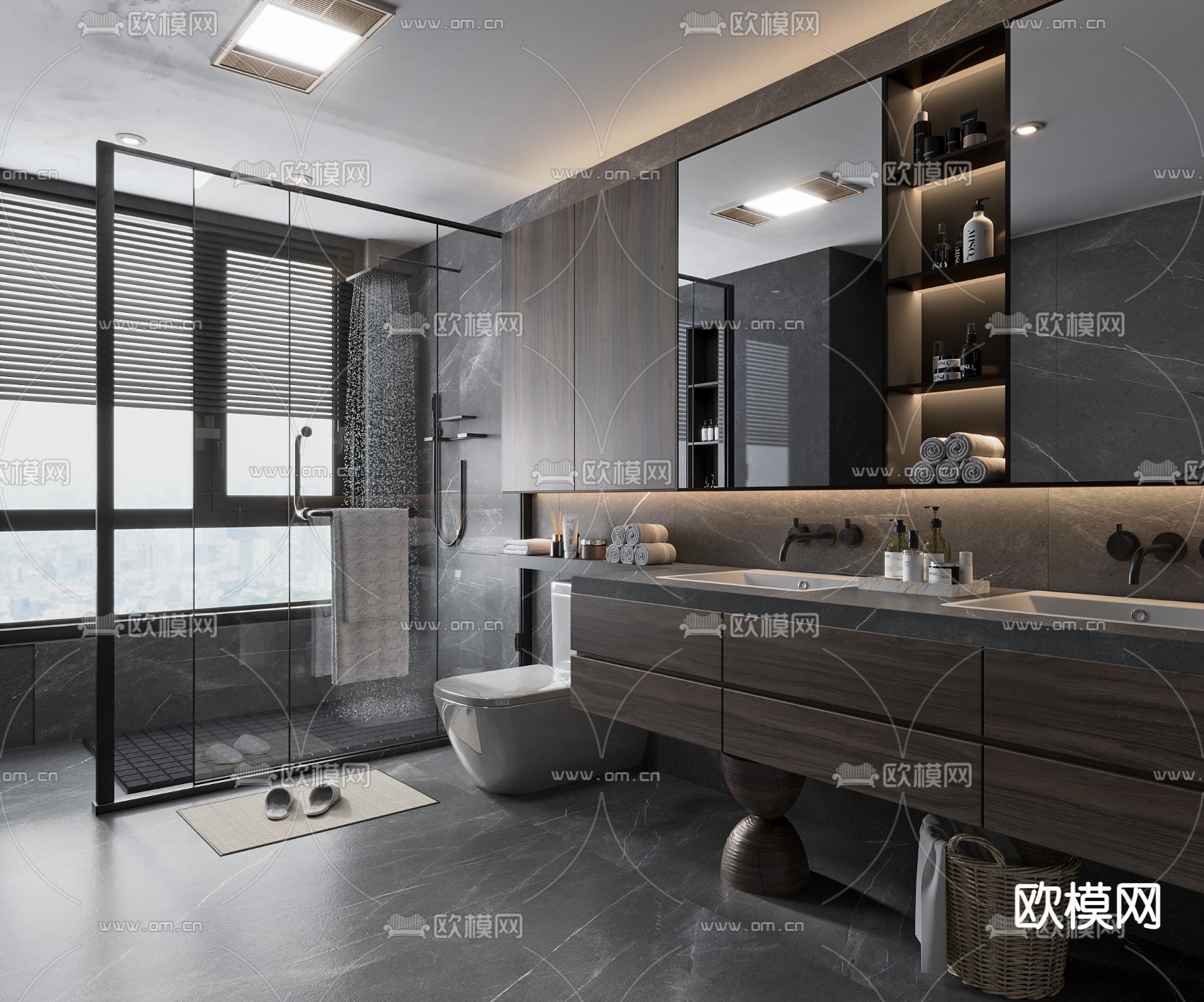 现代卫生间 浴室3d模型下载