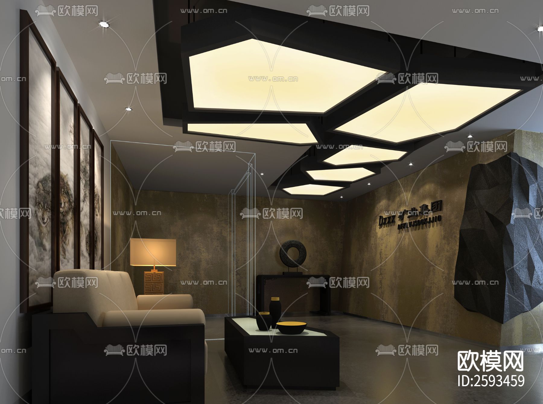 矿业公司办公室CAD施工图下载（渲染图8）