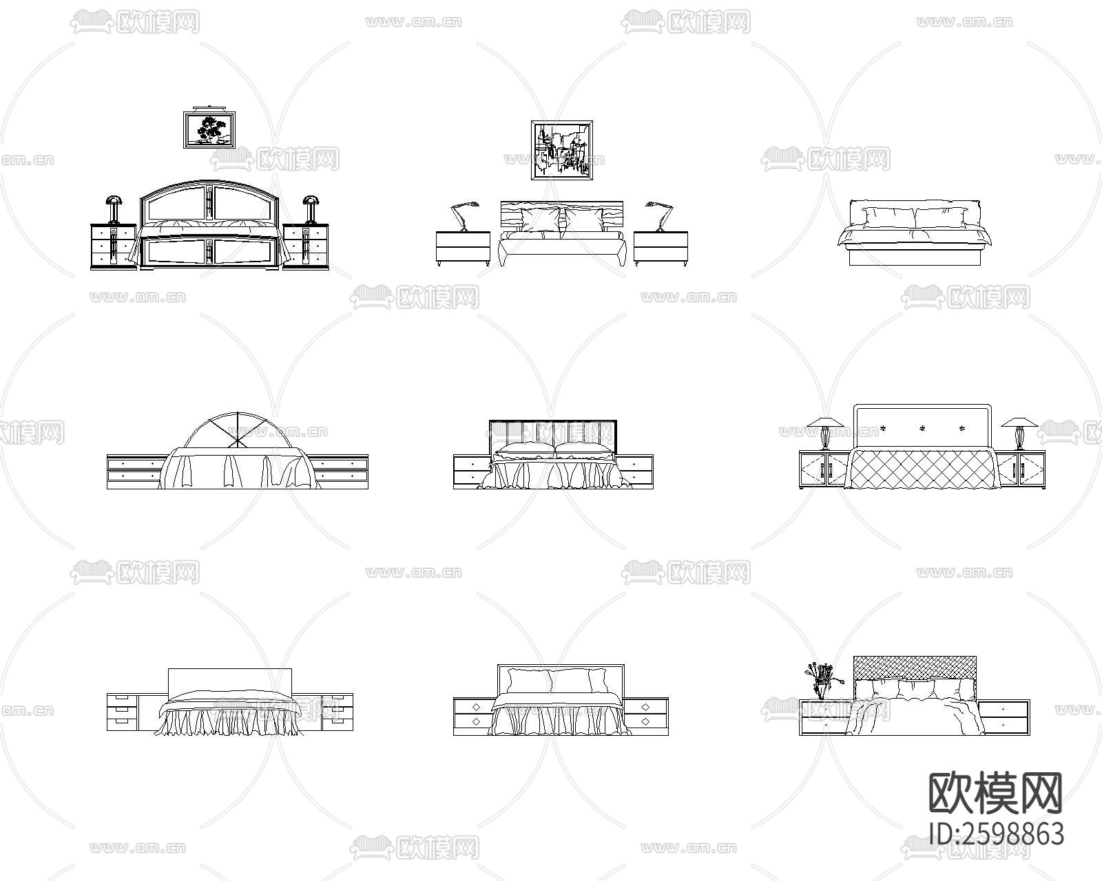 床cad立面图块下载（渲染图3）