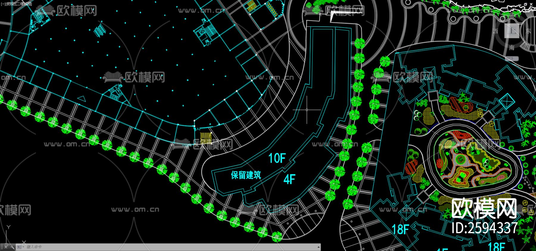 小区规划CAD施工图下载（渲染图2）
