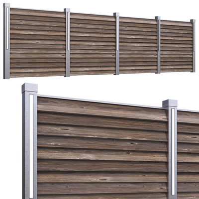 现代木栏杆 木围栏 围墙su模型