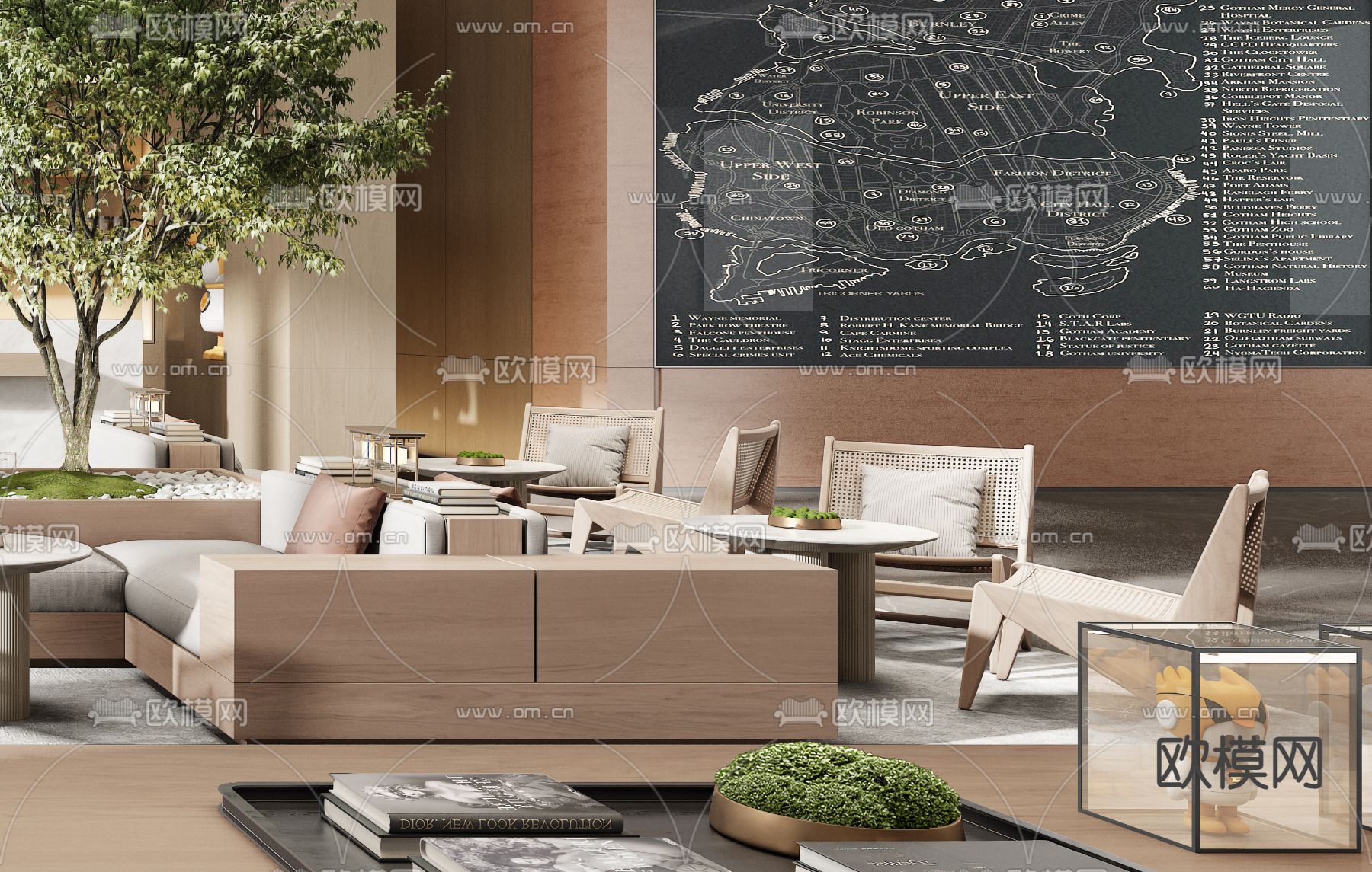 新中式售楼处 洽谈区su模型