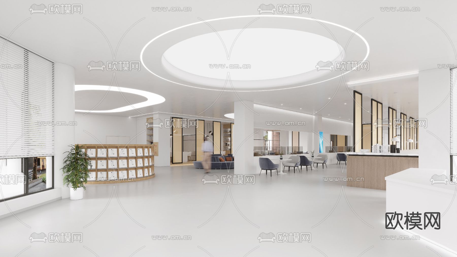 便民服务中心 办事大厅su模型下载（渲染图1）