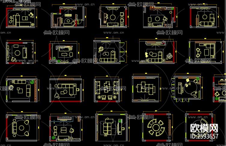 2023客厅布局CAD图库下载（渲染图7）