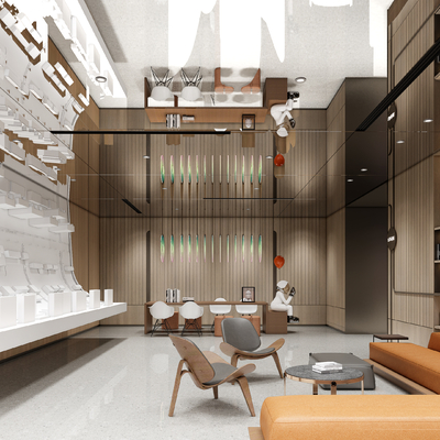  现代售楼处 接待中心su模型 