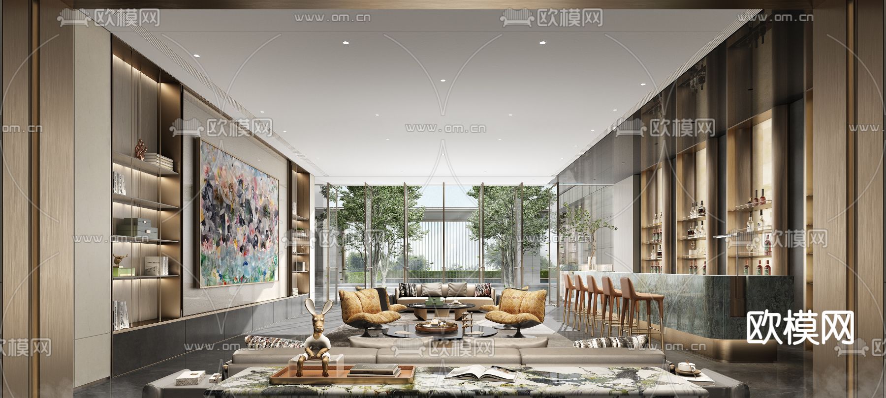 售楼处 洽谈区 休息区3d模型下载（渲染图1）