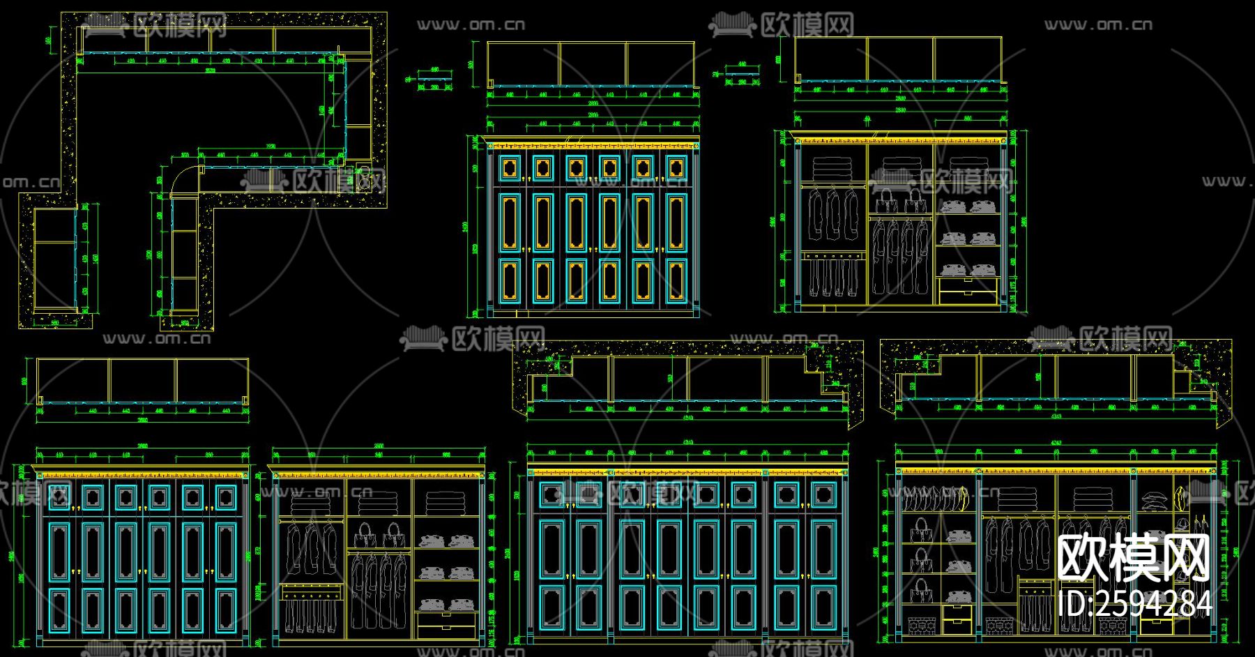 中式博古架酒柜衣帽柜CAD图库下载（渲染图9）