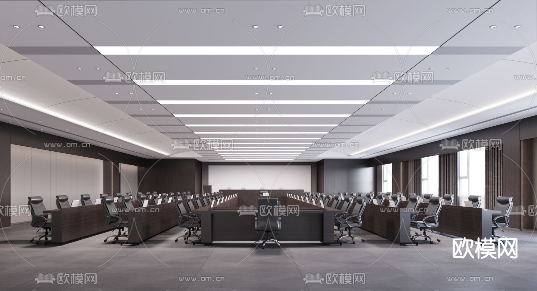 大会议室 培训室su模型下载_ID14038107_sketchup模型下载-欧模网
