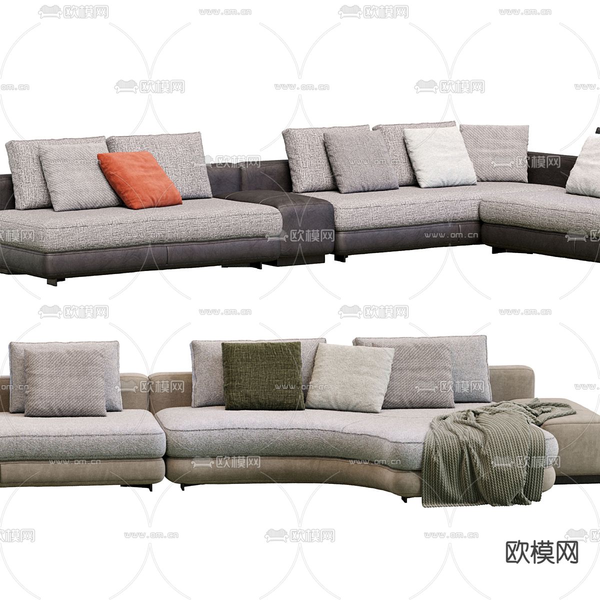 Minotti 转角沙发3d模型下载（渲染图2）