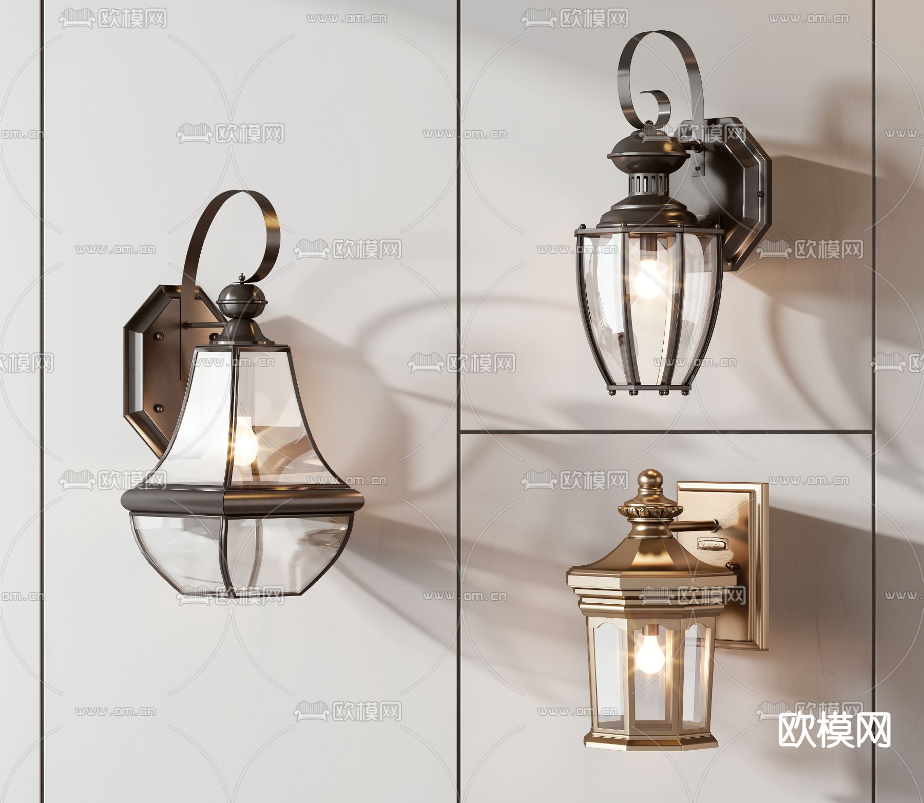欧式壁灯 户外壁灯3d模型下载