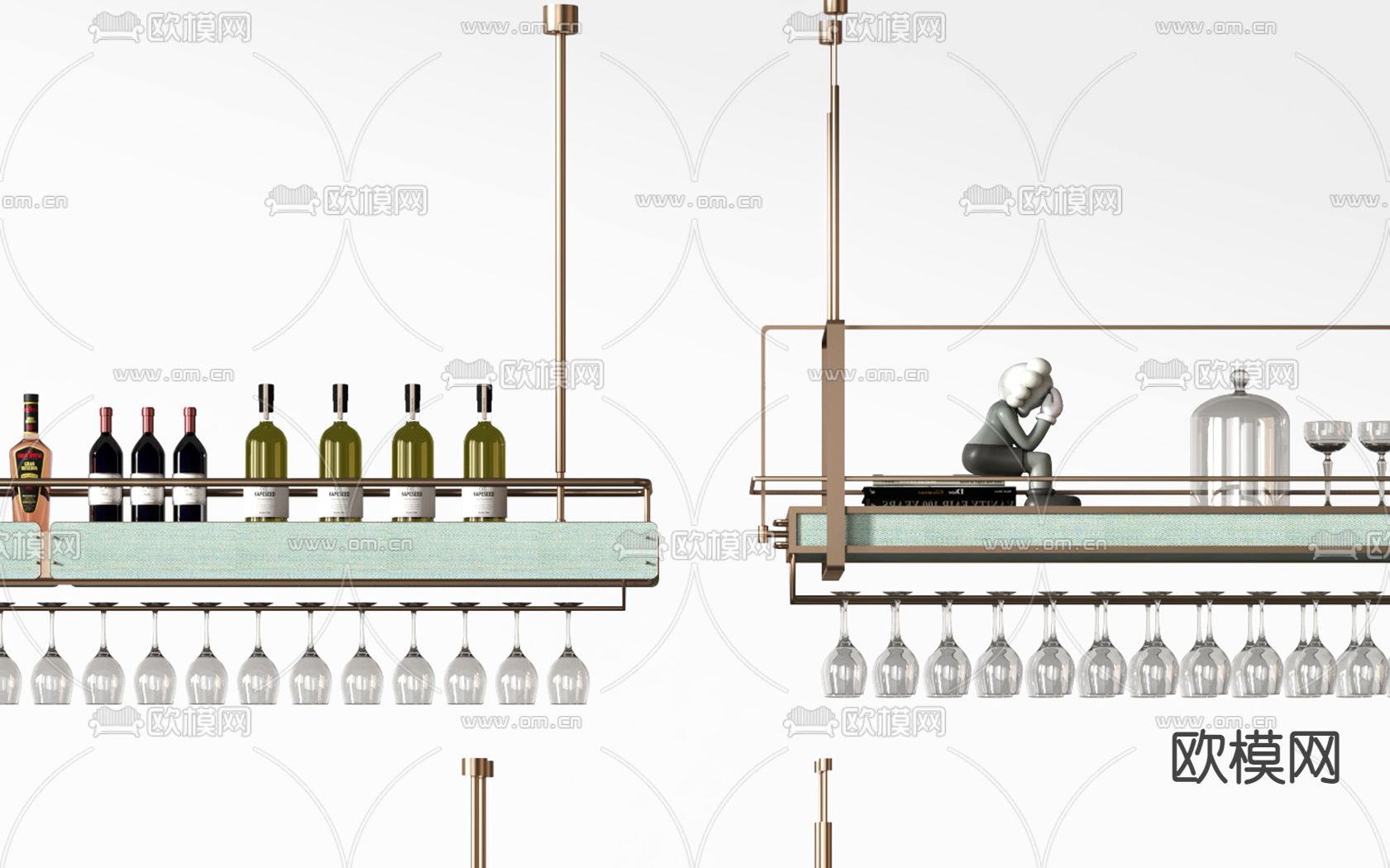 酒架 酒杯吊架3d模型下载（渲染图3）