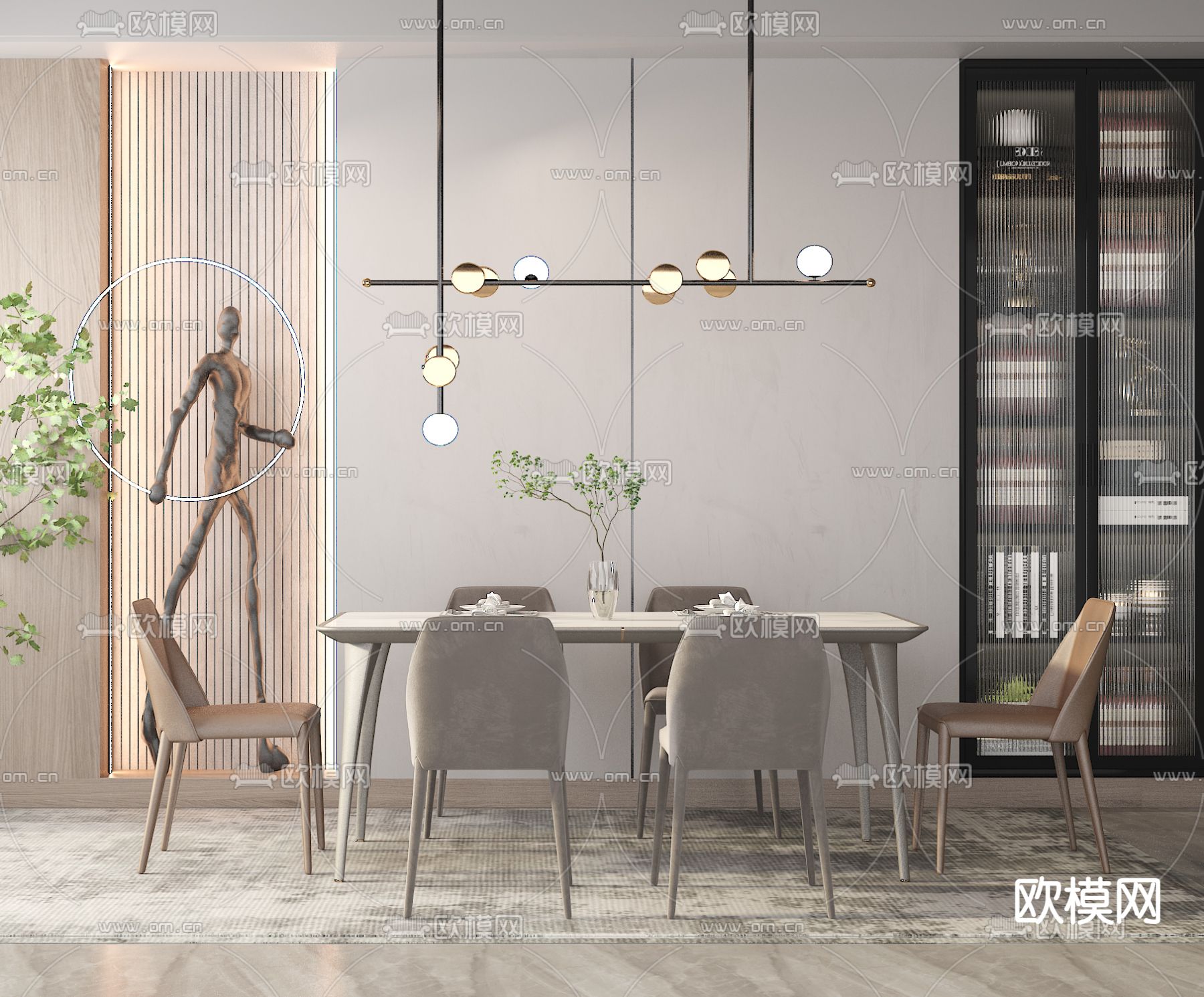 现代餐桌椅免费3d模型下载