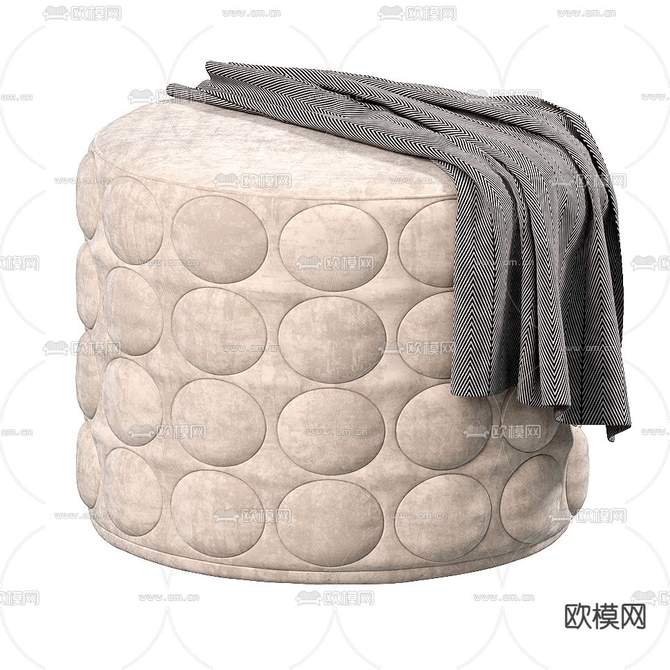 凳子 圆凳 矮凳 沙发凳3d模型下载（渲染图3）