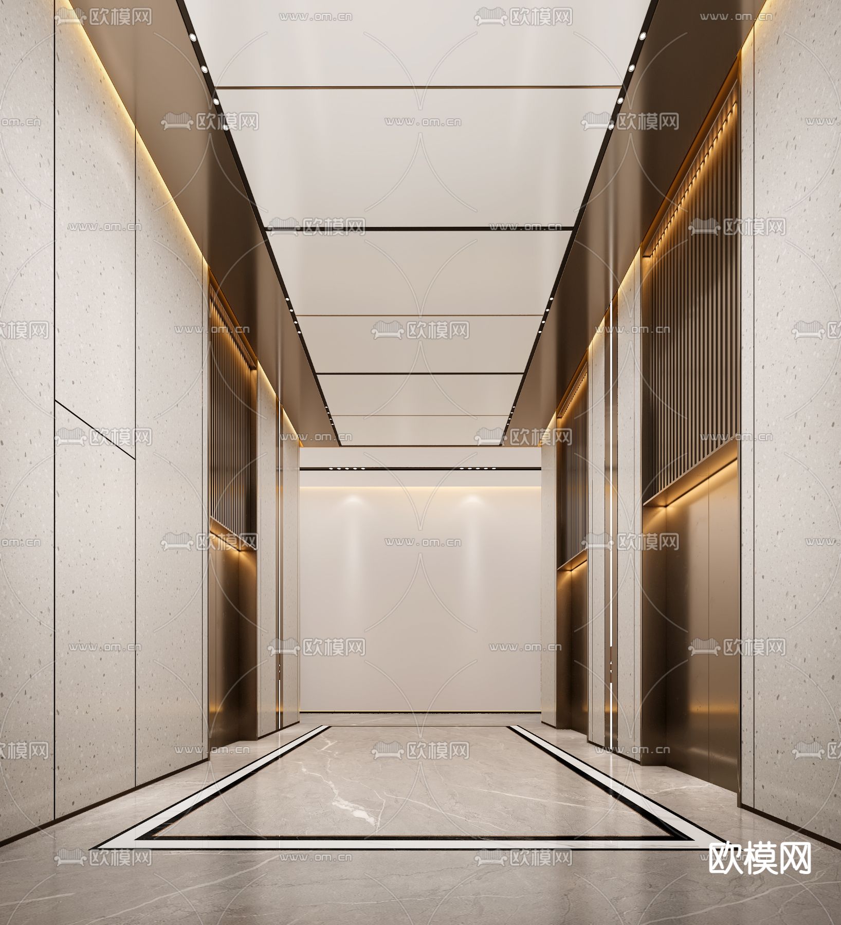 现代电梯厅3d模型下载