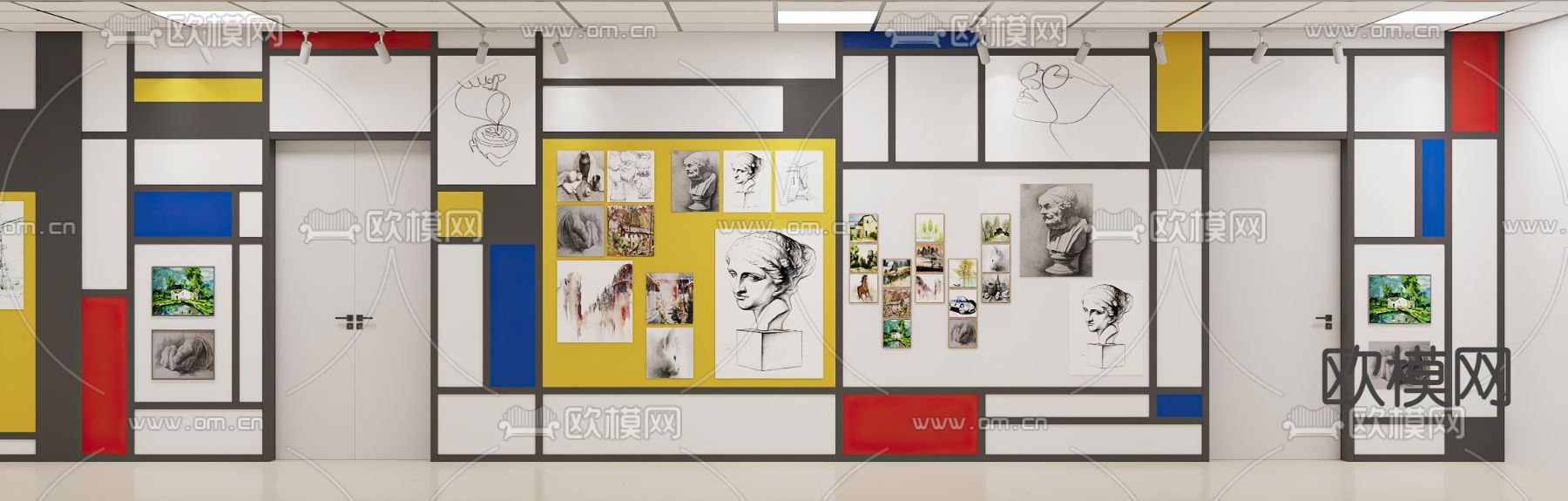 蒙德里安 美术馆 美术走廊3d模型下载（渲染图3）