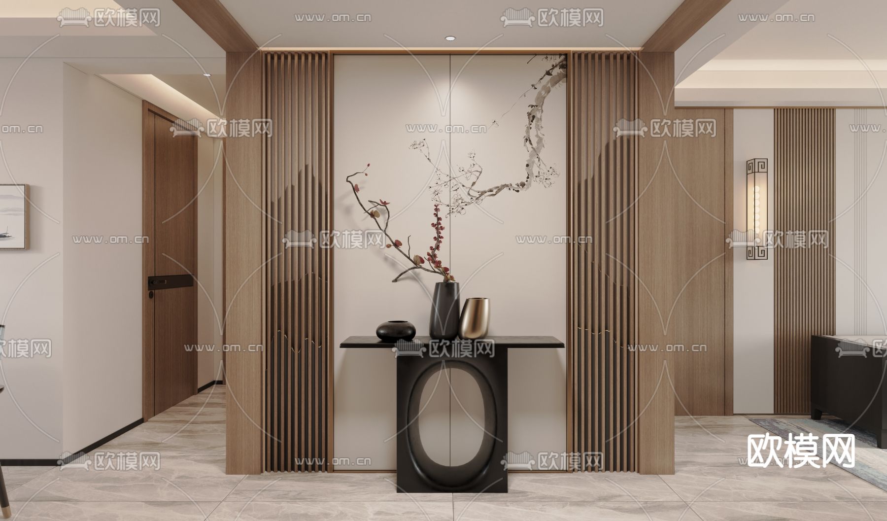 新中式客厅 餐厅免费3d模型下载（渲染图7）