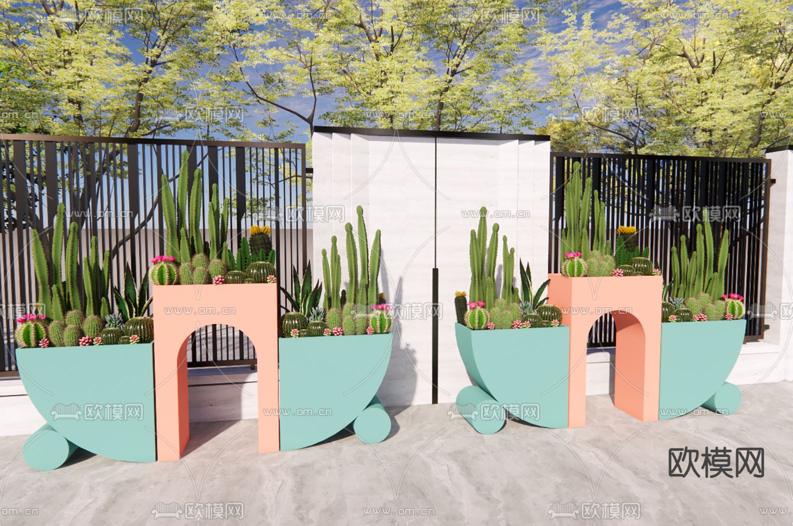 花箱 花池su模型下载（渲染图1）