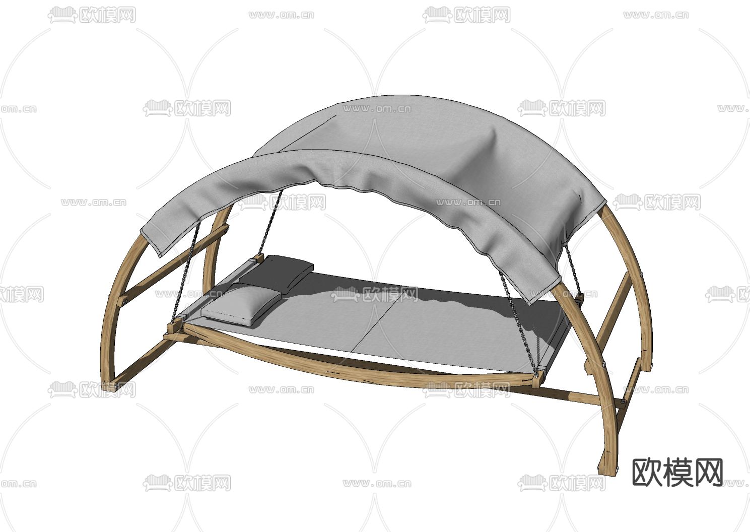 现代吊床su模型下载（渲染图2）