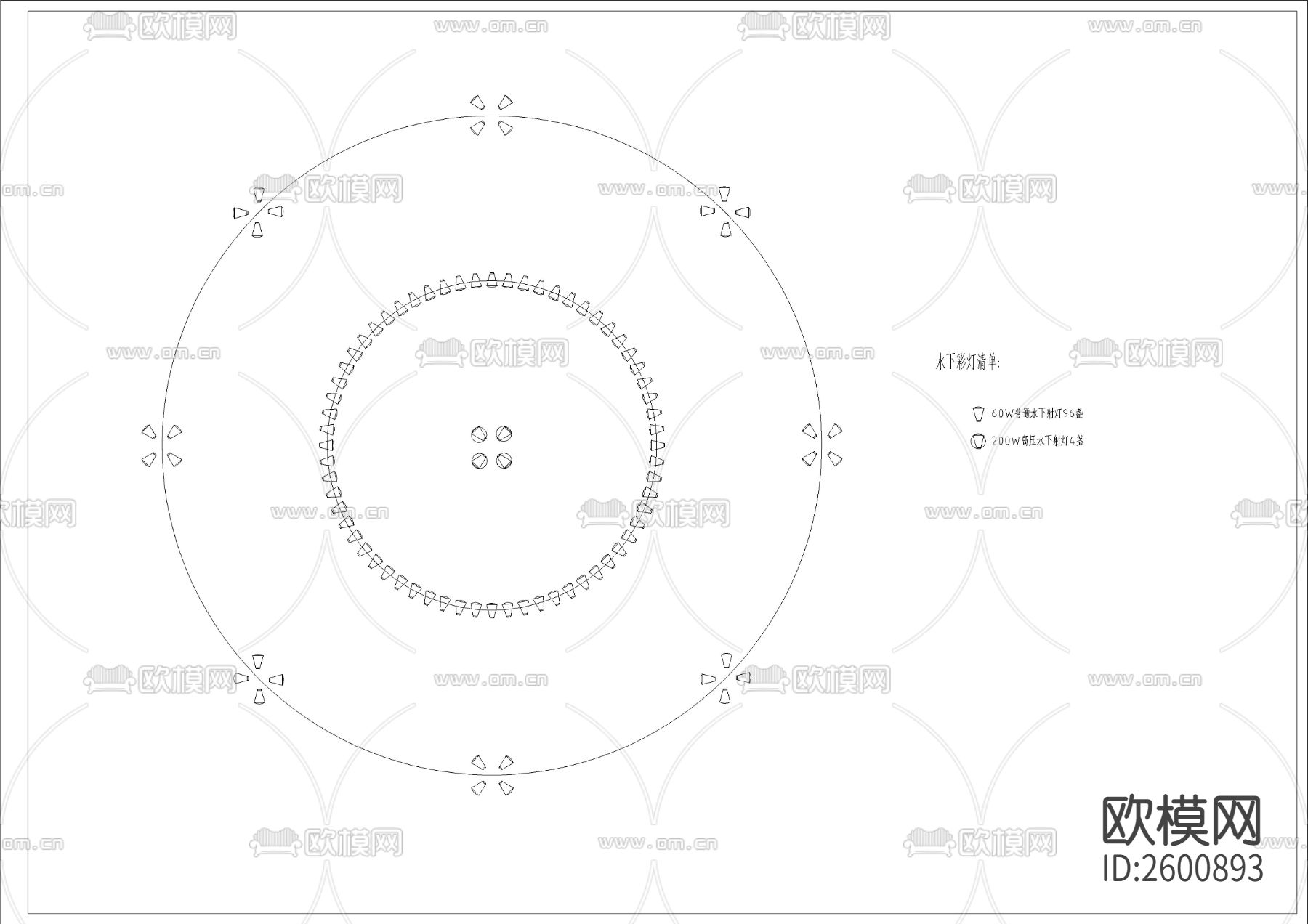 人工湖大喷泉CAD节点大样下载（渲染图3）