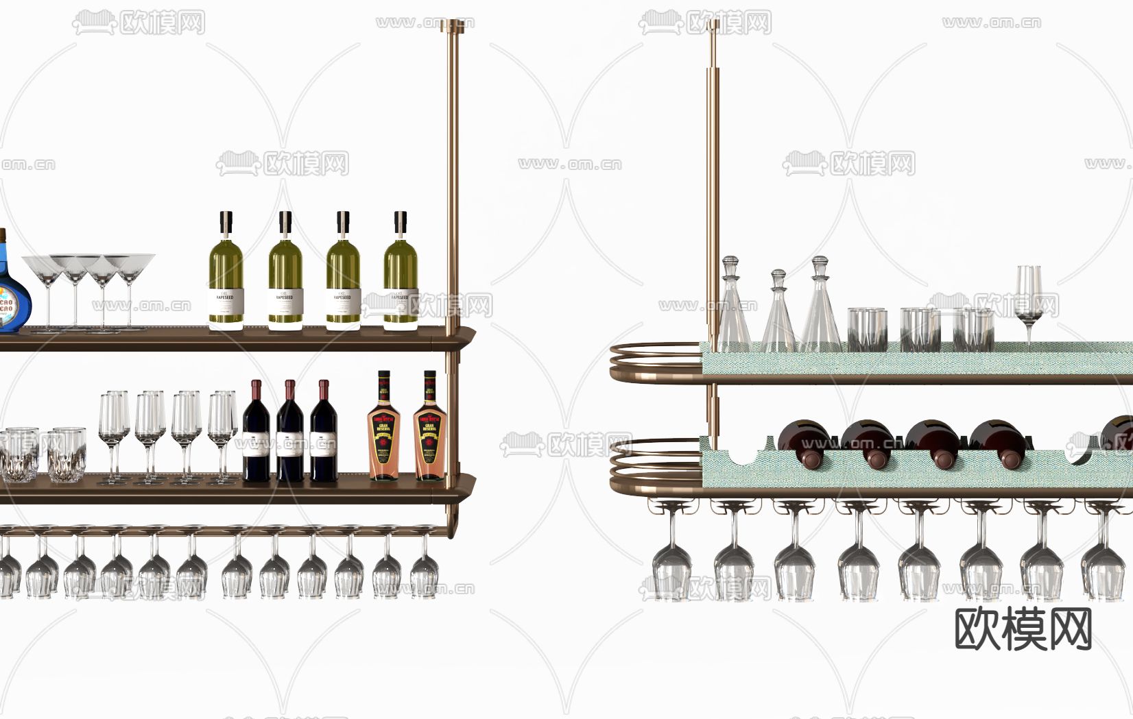 酒架 酒杯吊架3d模型下载（渲染图2）