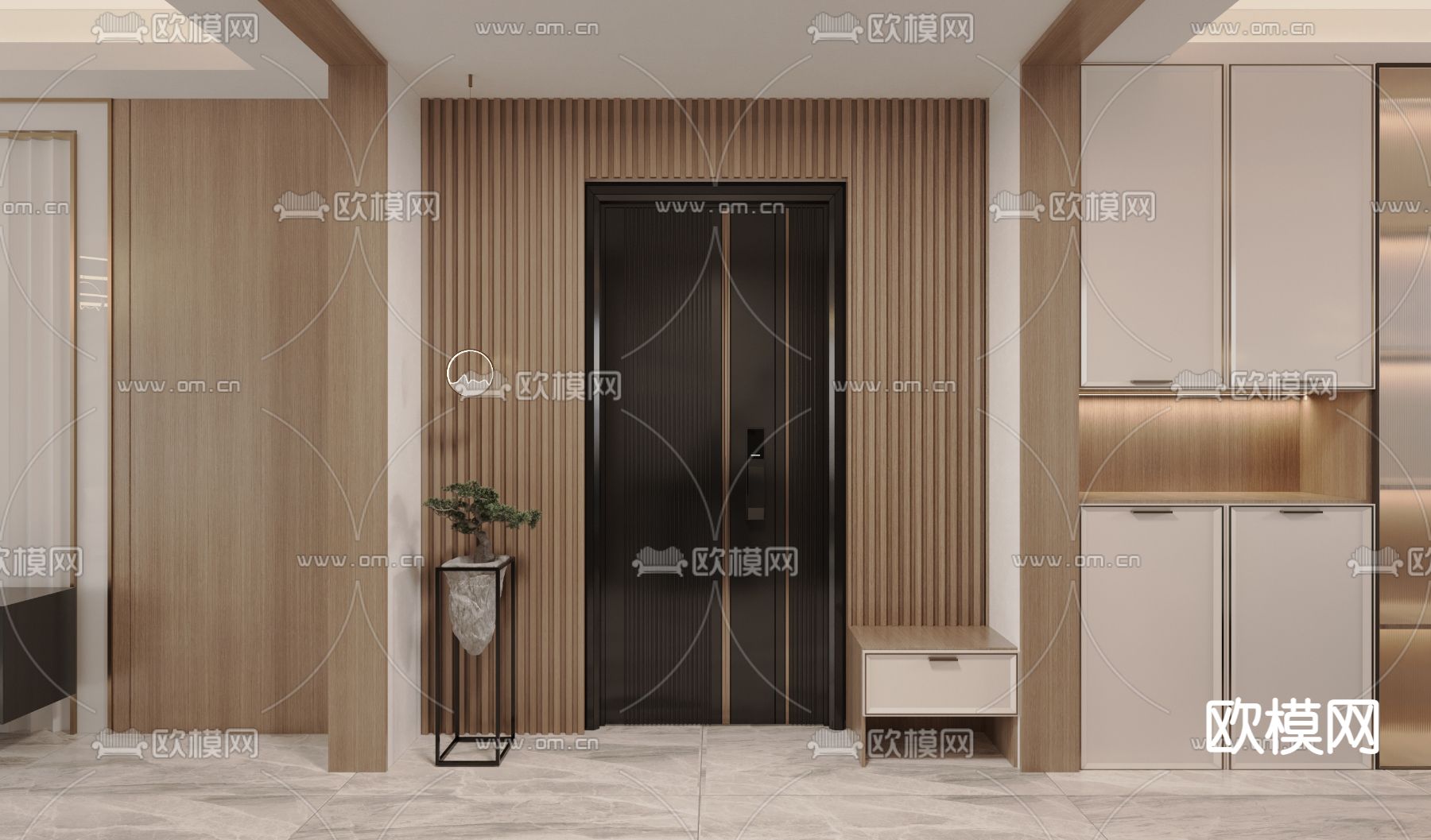 新中式客厅 餐厅免费3d模型下载（渲染图6）