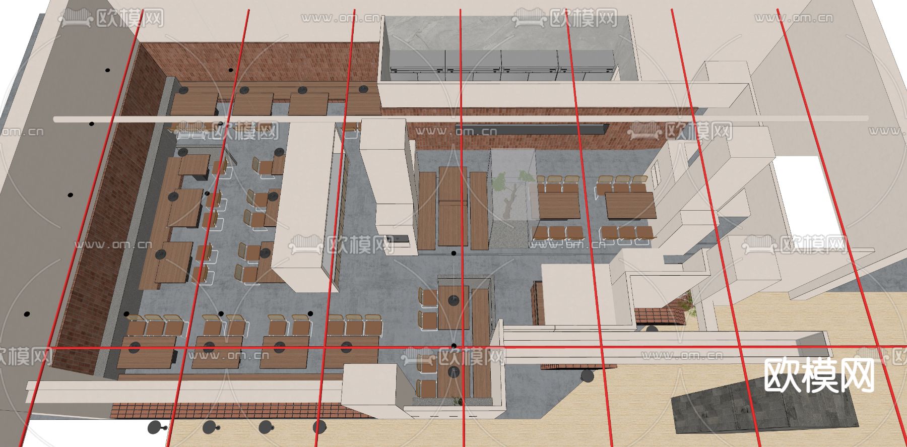 现代快餐店su模型下载（渲染图4）