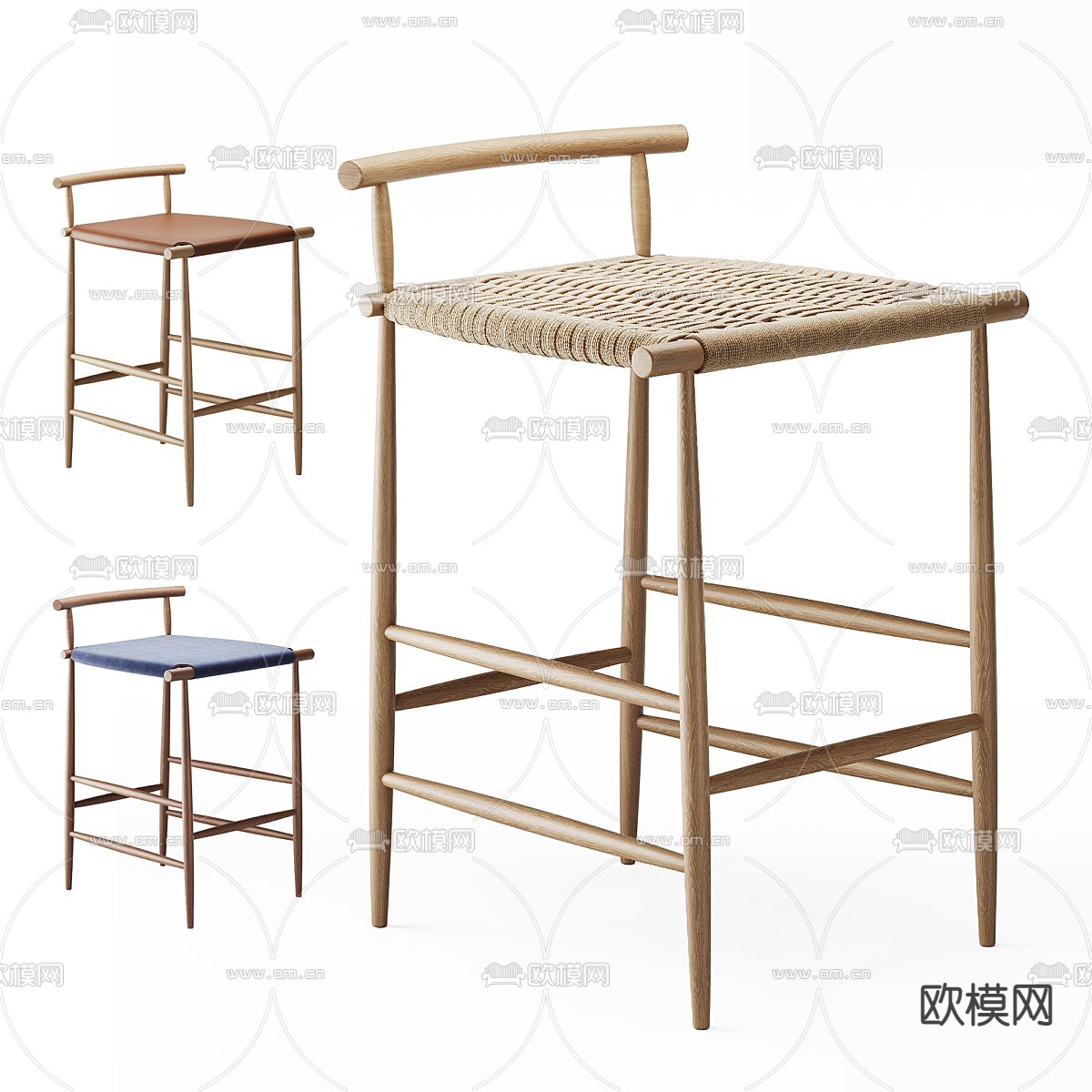 北欧吧椅 吧凳3d模型下载_ID14049718_3dmax免费模型-欧模网