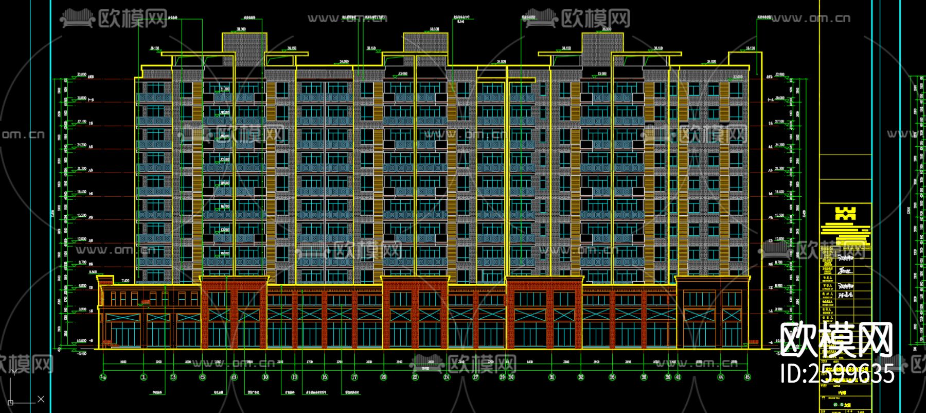 现代住宅区CAD施工图下载（渲染图5）