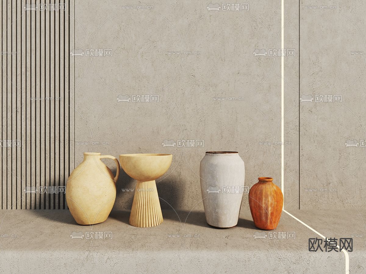 装饰品摆件 陶罐免费3d模型下载