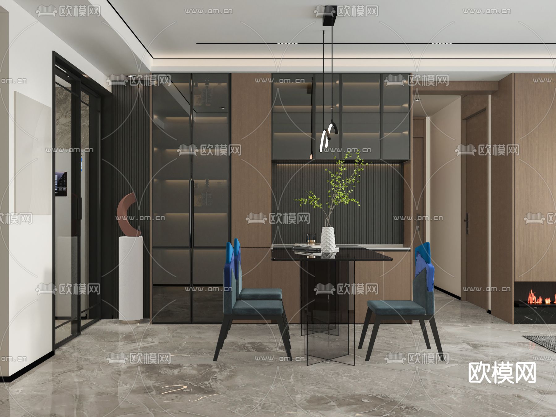 现代餐厅免费3d模型下载