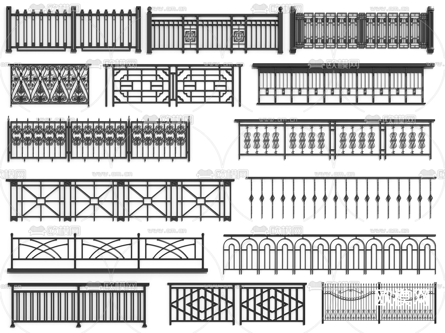 铁艺栏杆 护栏 围栏 拦河 3d模型下载