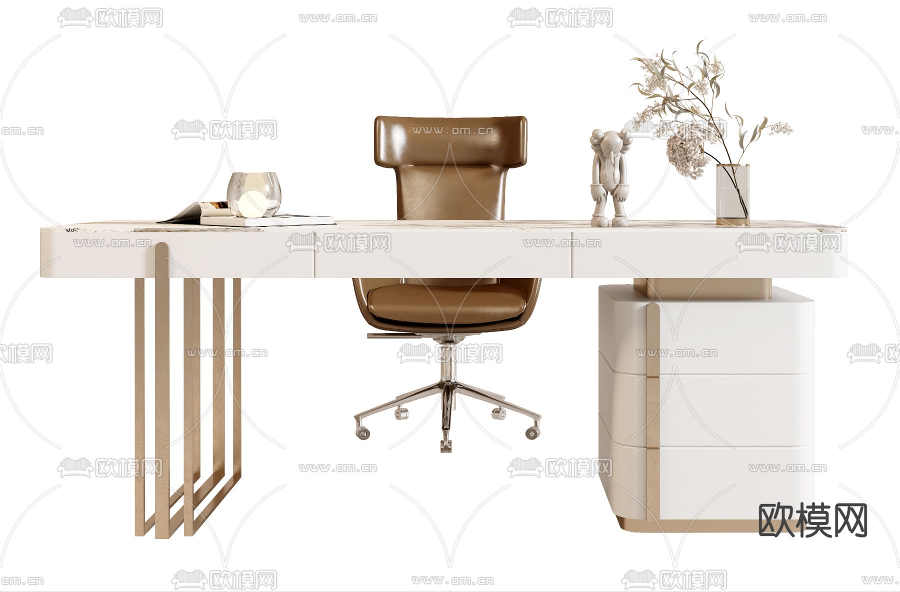 轻奢书桌 写字台3d模型下载