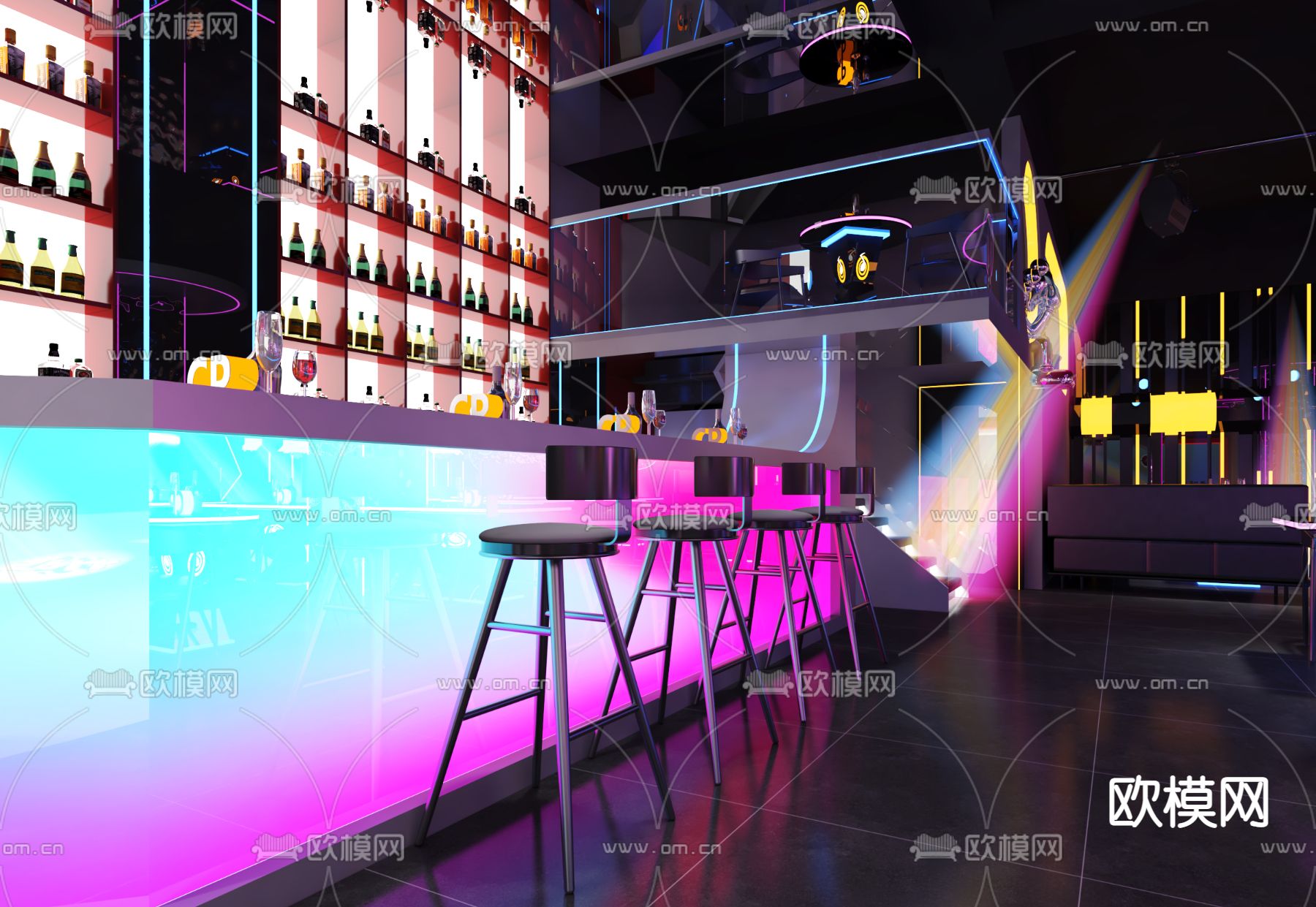 酒吧 清吧3d模型下载（渲染图2）