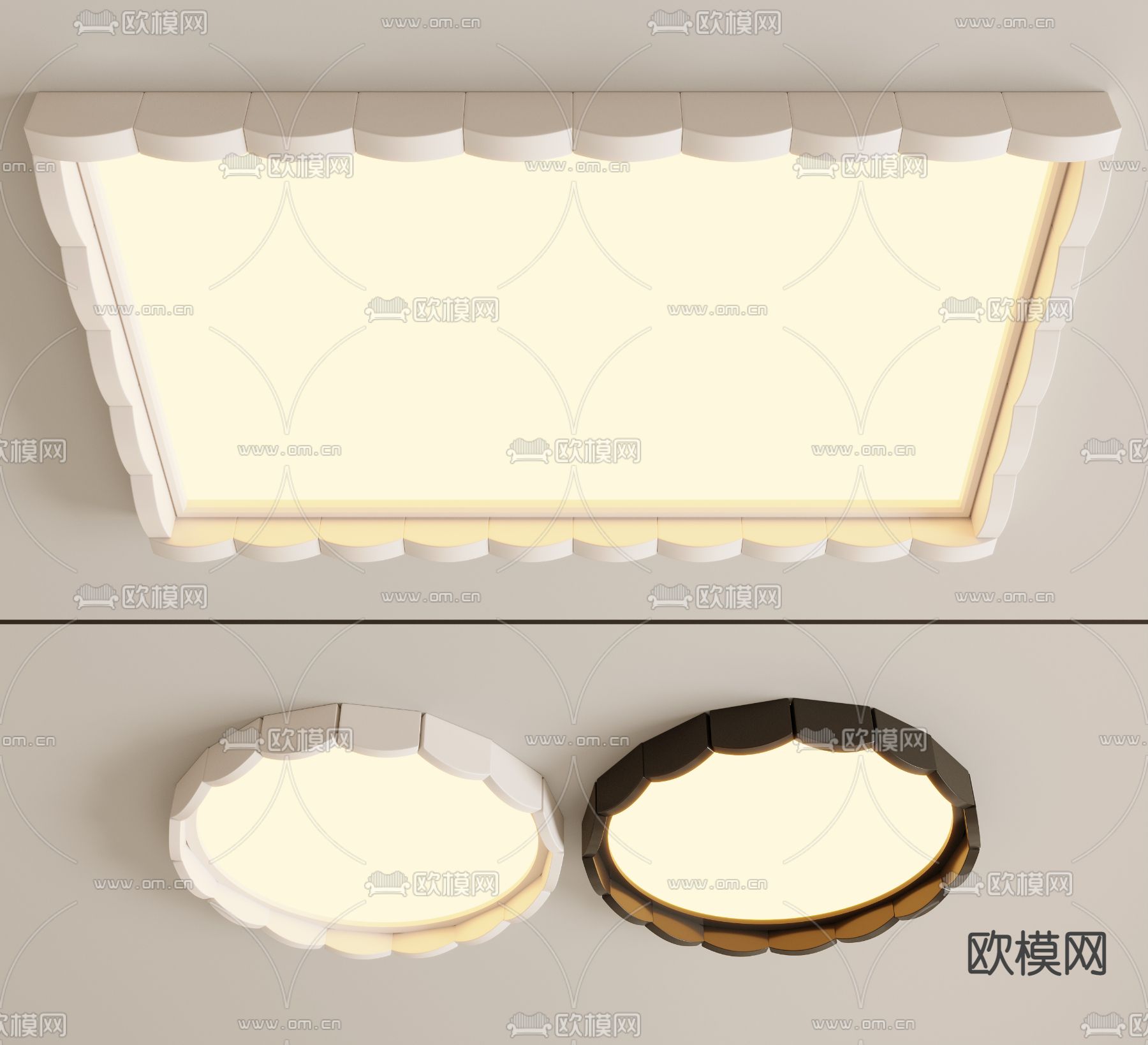 奶油风吸顶灯3d模型下载