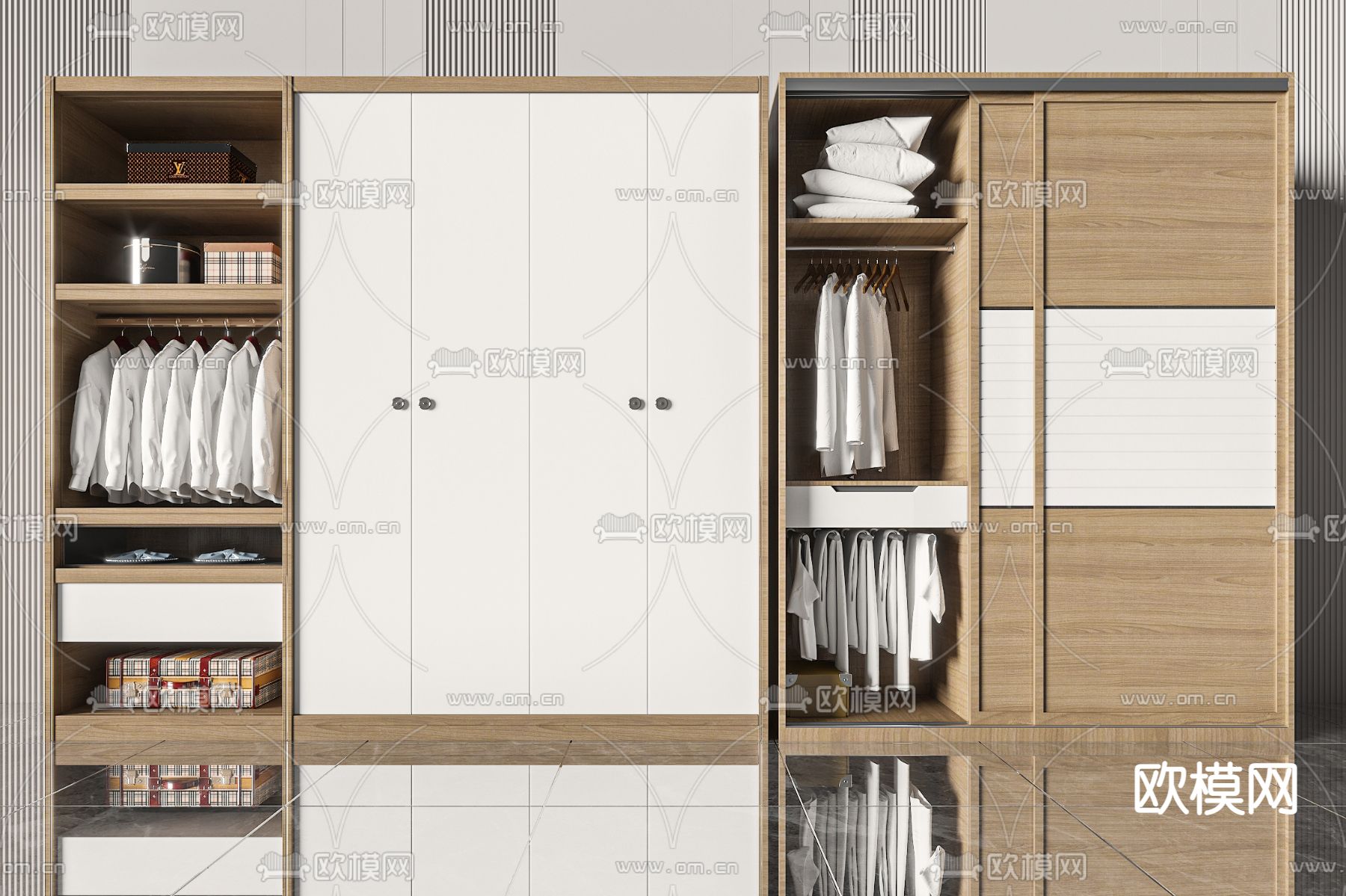 实木衣柜 衣橱3d模型下载