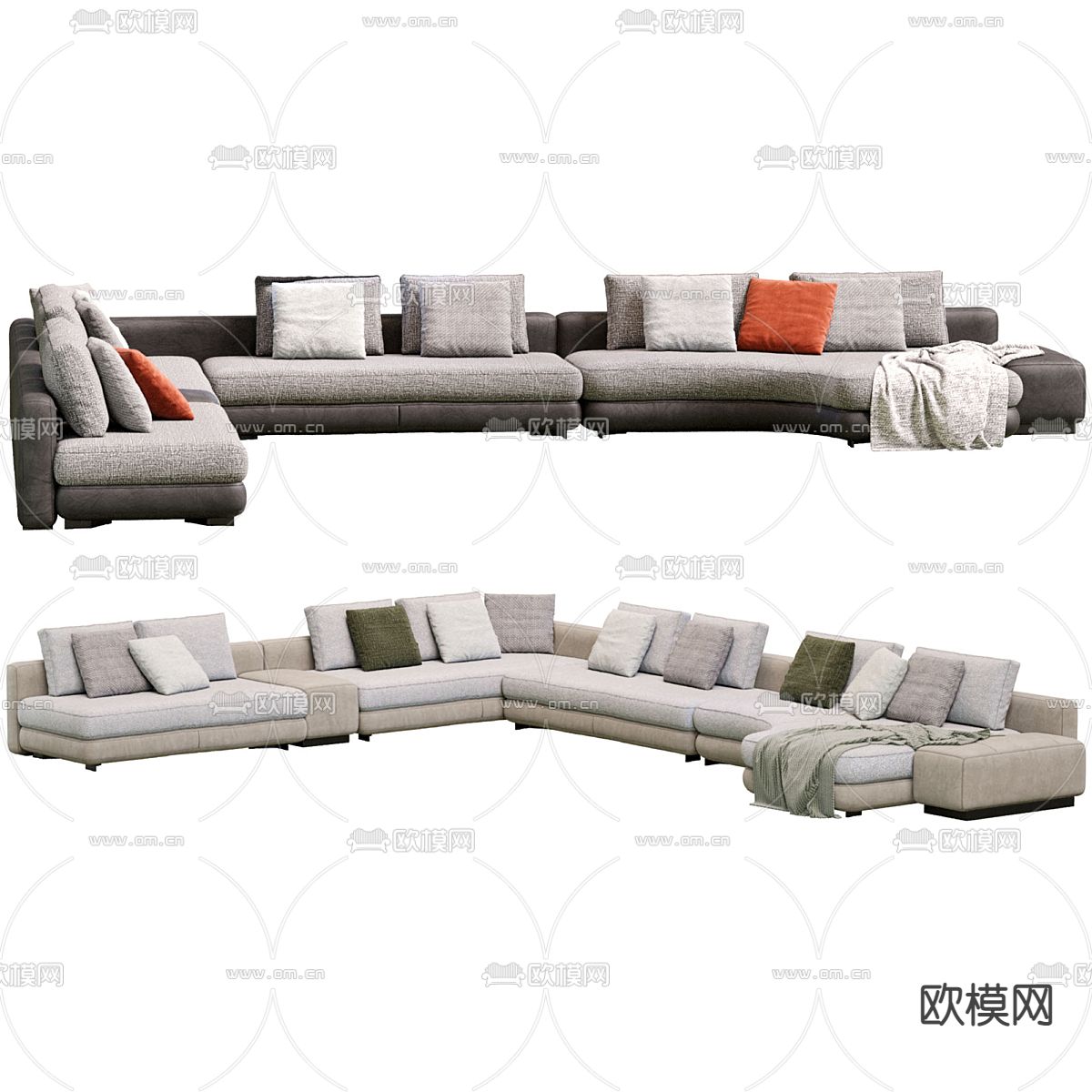 Minotti 转角沙发3d模型下载（渲染图3）