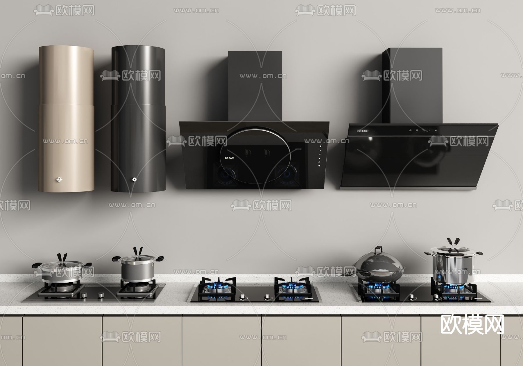 厨房器具 集成灶 油烟机3d模型下载