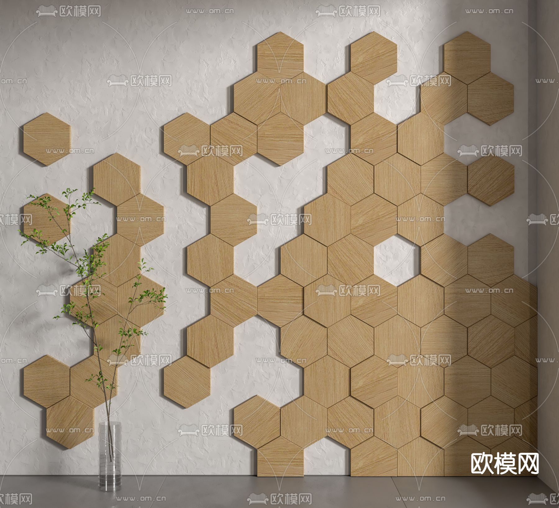 墙面护墙板 背景墙su模型下载（渲染图1）